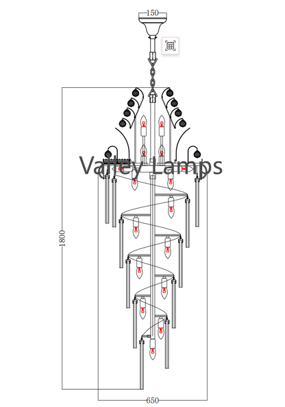 Luxury Extra Long Crystal Chandelier for Villa/Staircase/Foyer