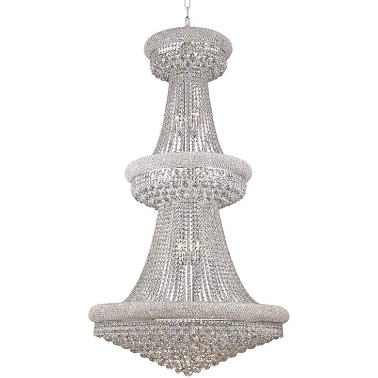 Luxury Modern Primo Wide Gold Crystal Chandelier for High Ceiling Foyer & Staircase