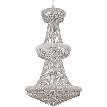 Luxury Modern Primo Wide Gold Crystal Chandelier for High Ceiling Foyer & Staircase