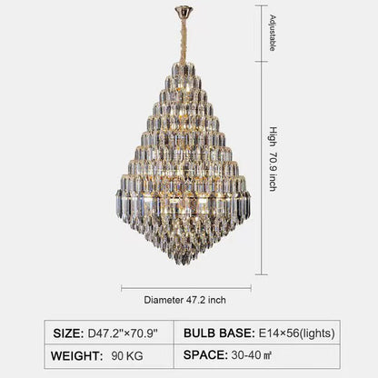 Luxury Multi-tiered Honeycomb Crystal Chandelier for High Ceiling