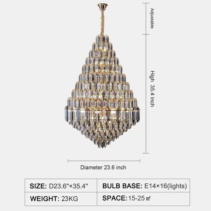 Luxury Multi-tiered Honeycomb Crystal Chandelier for High Ceiling