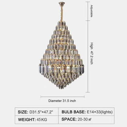 Luxury Multi-tiered Honeycomb Crystal Chandelier for High Ceiling