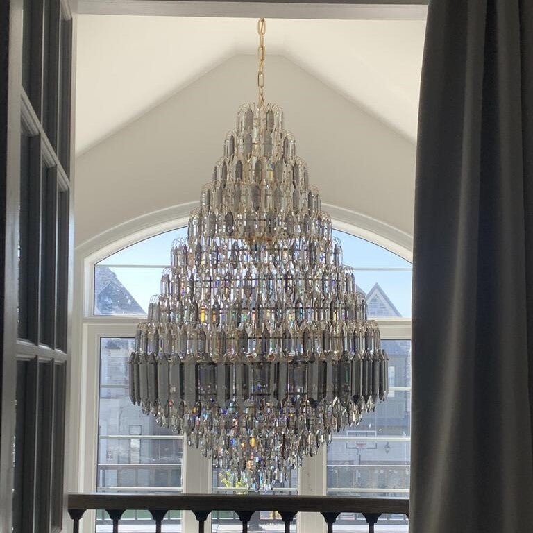 Luxury Multi-tiered Honeycomb Crystal Chandelier for High Ceiling