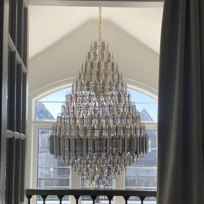 Luxury Multi-tiered Honeycomb Crystal Chandelier for High Ceiling