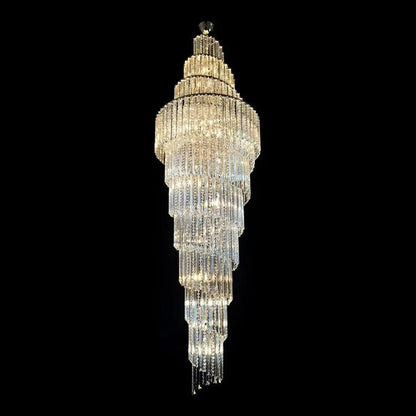 Luxury Spiral Crystal Chandelier for High-ceiling/Foyer/Staircase