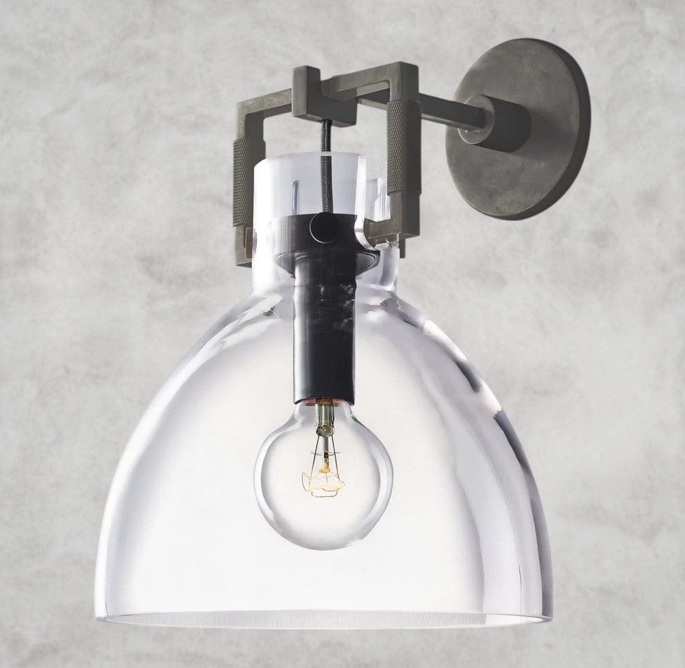 MACHINIST GLASS CLOCHE SCONCE 8", 10"