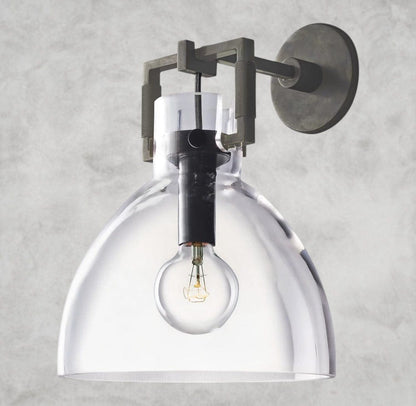 MACHINIST GLASS CLOCHE SCONCE 8", 10"
