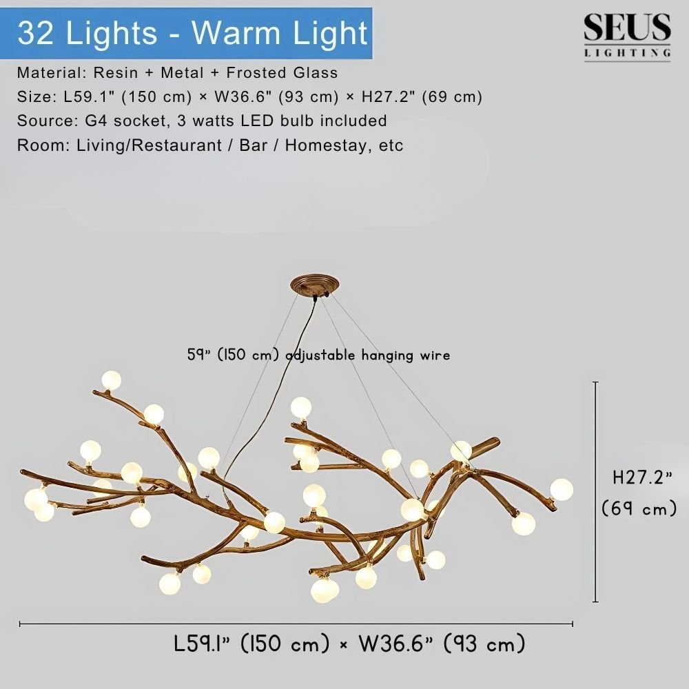 Madelyn Rustic Branch Chandelier Frosted/Clear Ball
