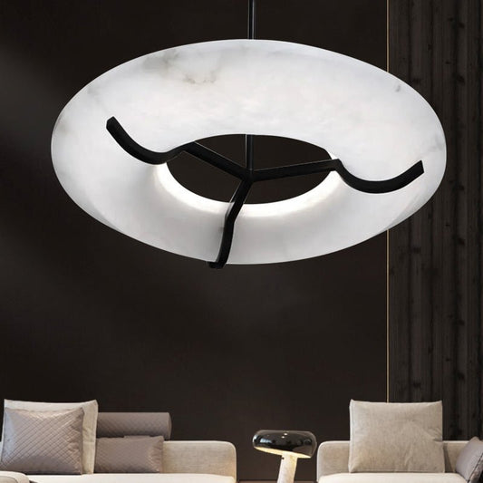 Maxine Modern Round Alabaster Dining Room Chandelier