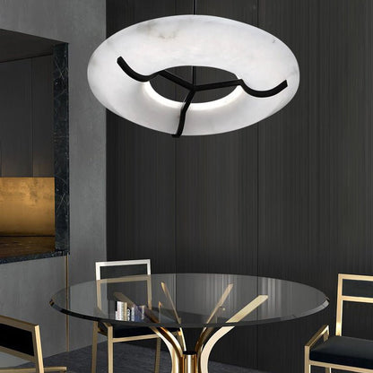 Maxine Modern Round Alabaster Dining Room Chandelier