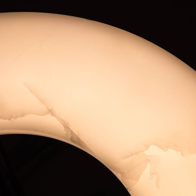 Maxine Modern Round Alabaster Plate Chandelier, Exquisite Illumination