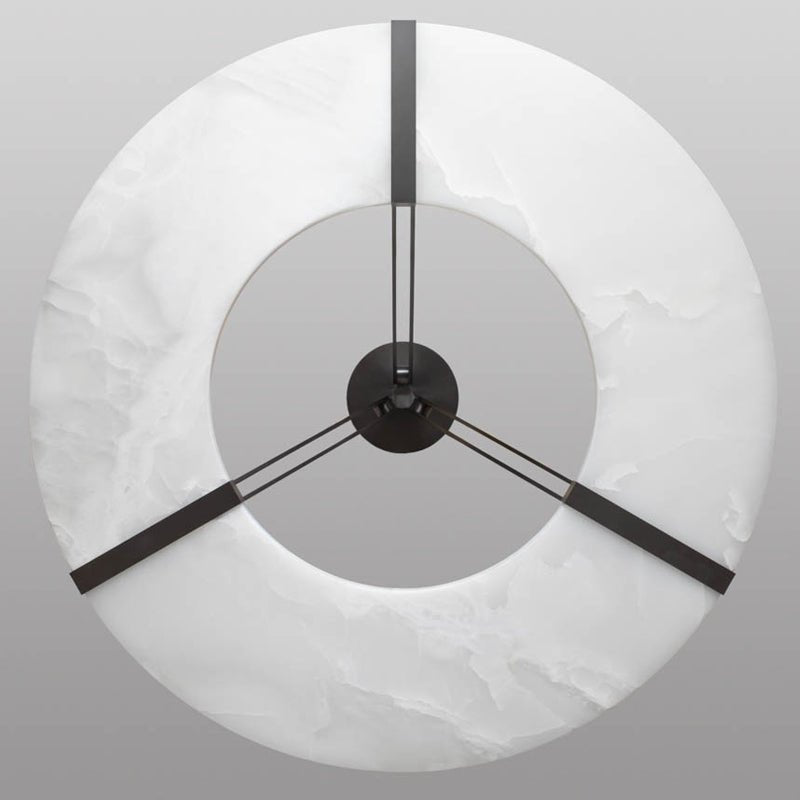 Maxine Modern Round Alabaster Plate Chandelier, Exquisite Illumination
