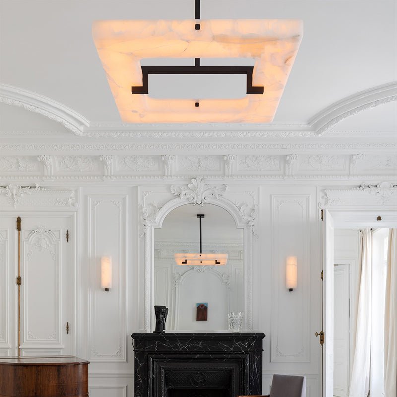 Maxine Modern Square Alabaster Living Room Chandelier