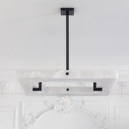 Maxine Modern Square Alabaster Living Room Chandelier