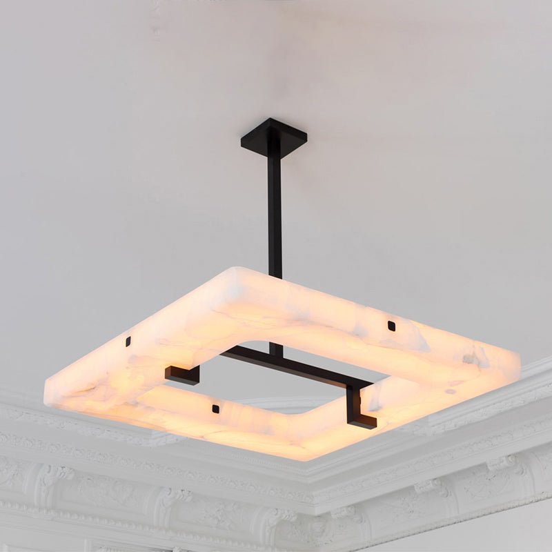 Maxine Modern Square Alabaster Living Room Chandelier