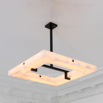 Maxine Modern Square Alabaster Living Room Chandelier