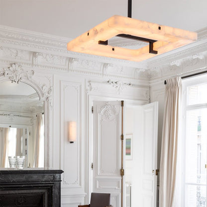 Maxine Modern Square Alabaster Living Room Chandelier