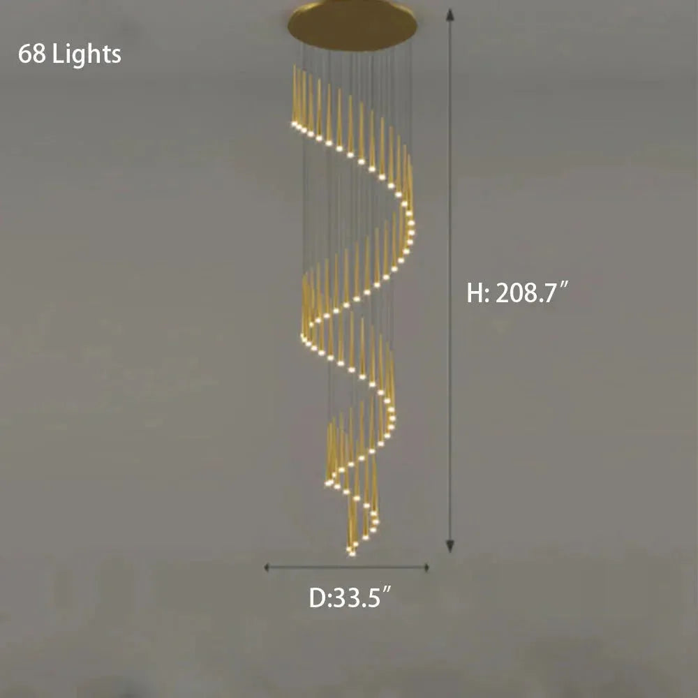 Minimalism Foyer Staircase Chandelier Ceiling Pendant Lighting Fixture For Living Room Entryway In Gold/ Black Finish