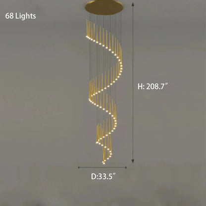 Minimalism Foyer Staircase Chandelier Ceiling Pendant Lighting Fixture For Living Room Entryway In Gold/ Black Finish