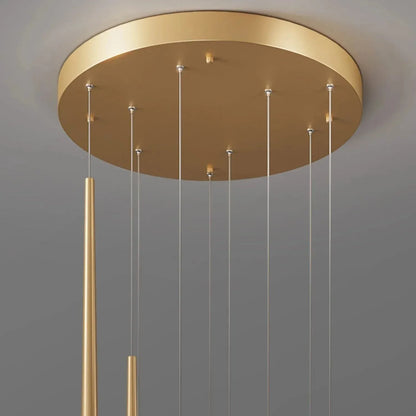 Minimalism Foyer Staircase Chandelier Ceiling Pendant Lighting Fixture For Living Room Entryway In Gold/ Black Finish