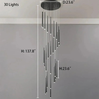 Minimalism Foyer Staircase Chandelier Ceiling Pendant Lighting Fixture For Living Room Entryway In Gold/ Black Finish