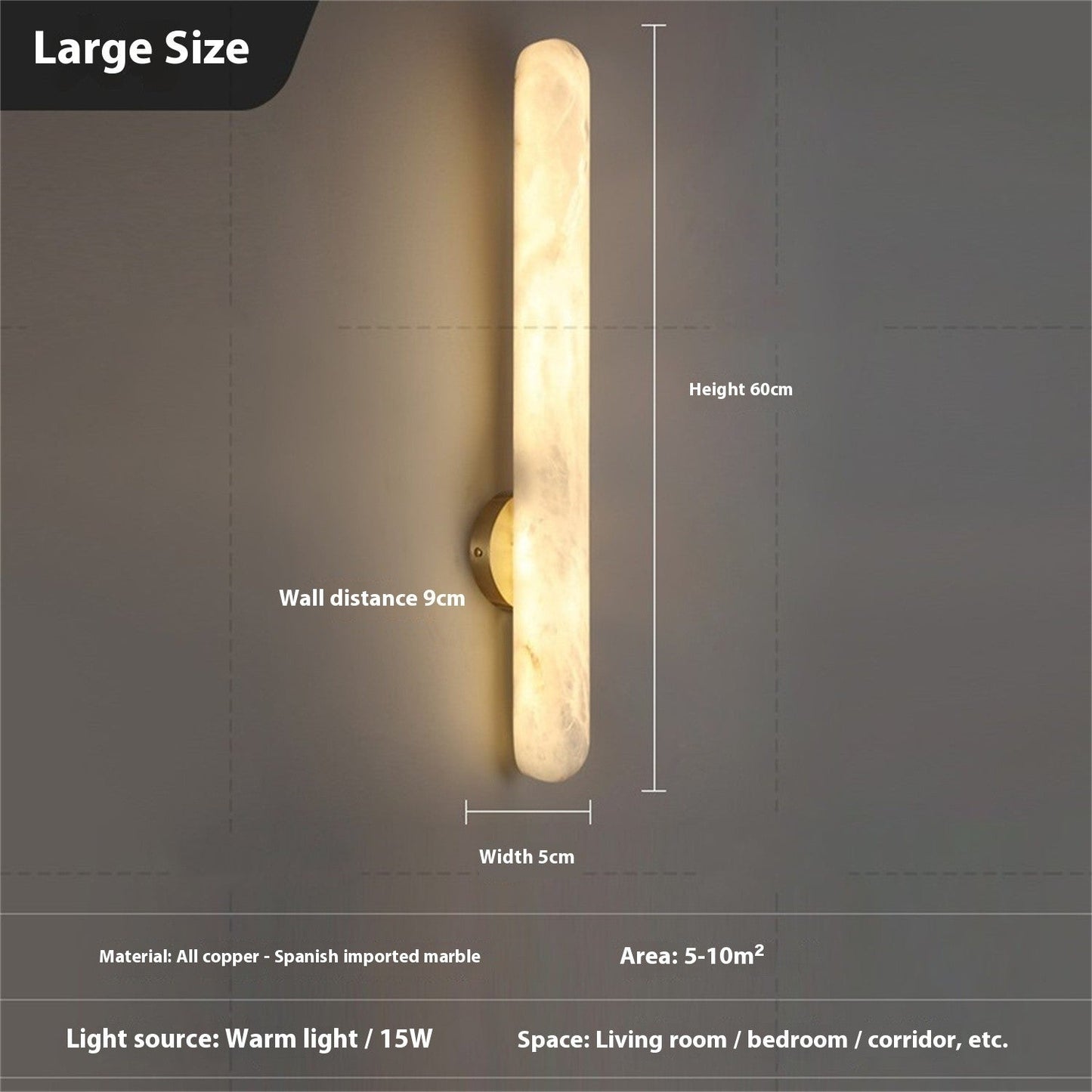 Minimalist Copper and Marble Wall Lamp