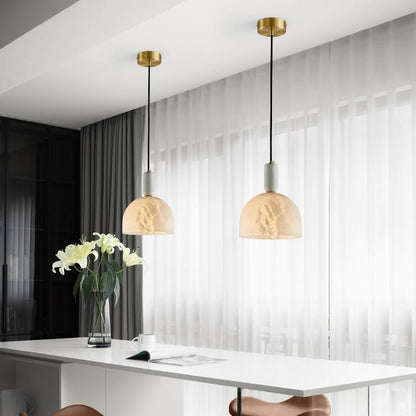 Modern Alabaster Bedside Pendant Light, Bedroom Pendant Lamp