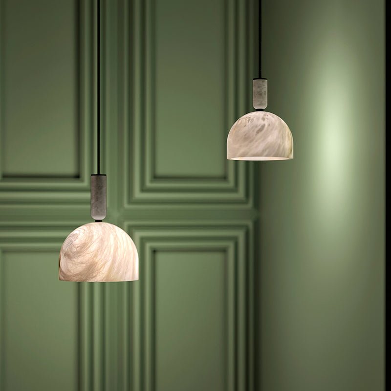Modern Alabaster Bedside Pendant Light, Bedroom Pendant Lamp