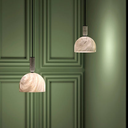 Modern Alabaster Bedside Pendant Light, Bedroom Pendant Lamp