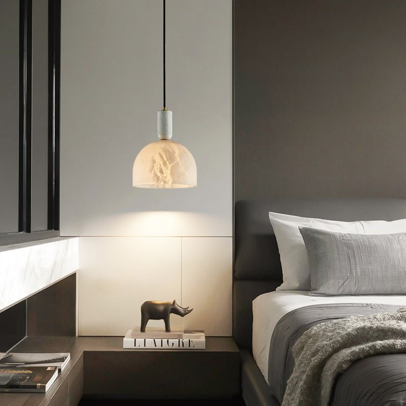 Modern Alabaster Bedside Pendant Light, Bedroom Pendant Lamp