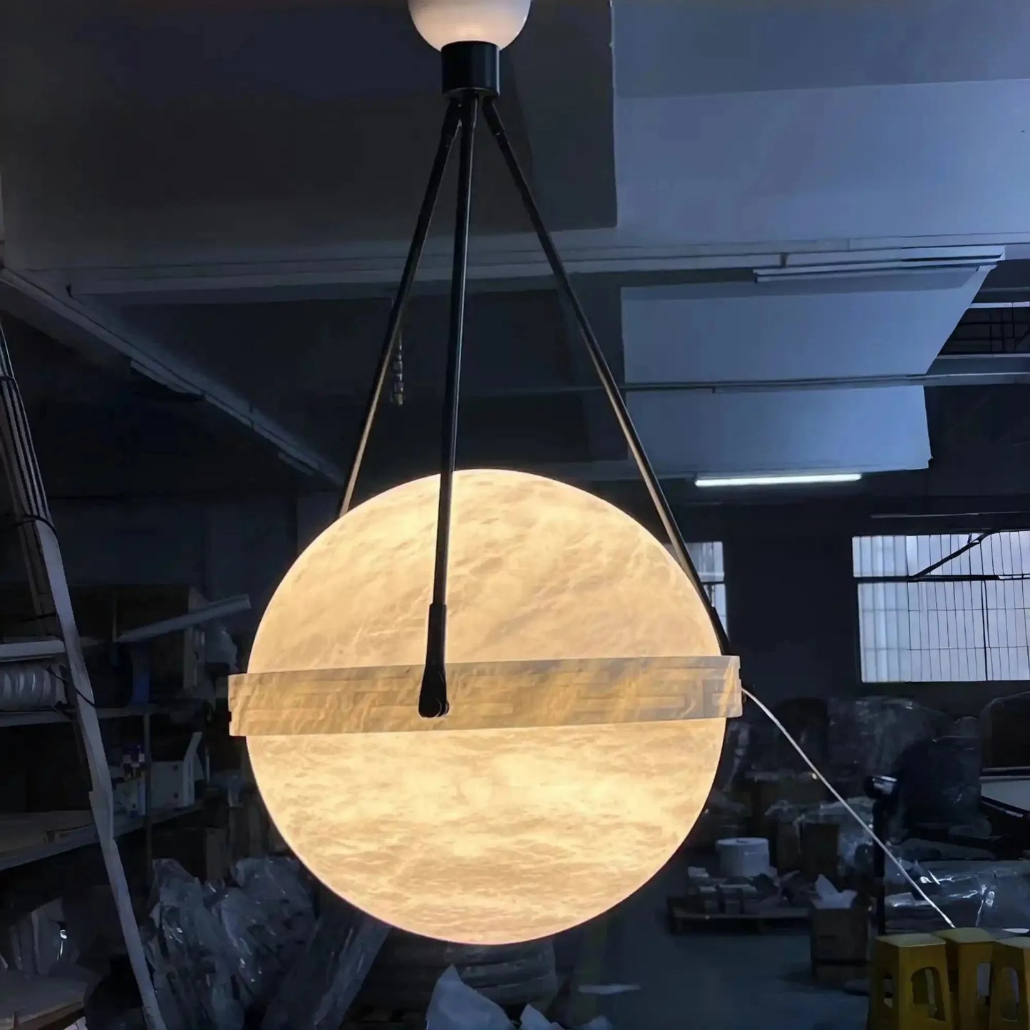 Modern Alabaster Globe Pendant Light