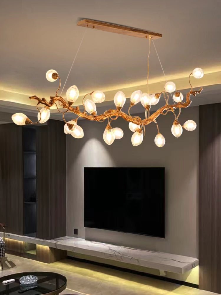 Modern Art Extra Large Branch Style Chandelier with Clear Bubble Glass Eggs for Dining Room and Living Room