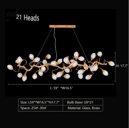 Modern Art Extra Large Branch Style Chandelier with Clear Bubble Glass Eggs for Dining Room and Living Room