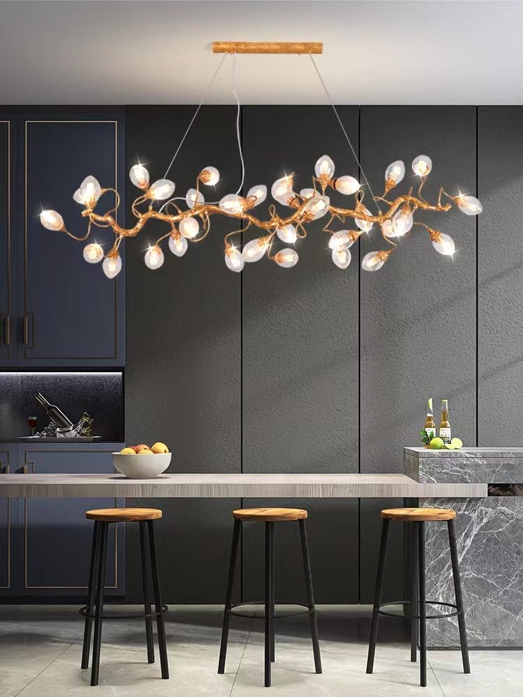 Modern Art Extra Large Branch Style Chandelier with Clear Bubble Glass Eggs for Dining Room and Living Room