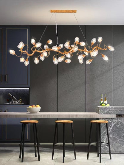 Modern Art Extra Large Branch Style Chandelier with Clear Bubble Glass Eggs for Dining Room and Living Room
