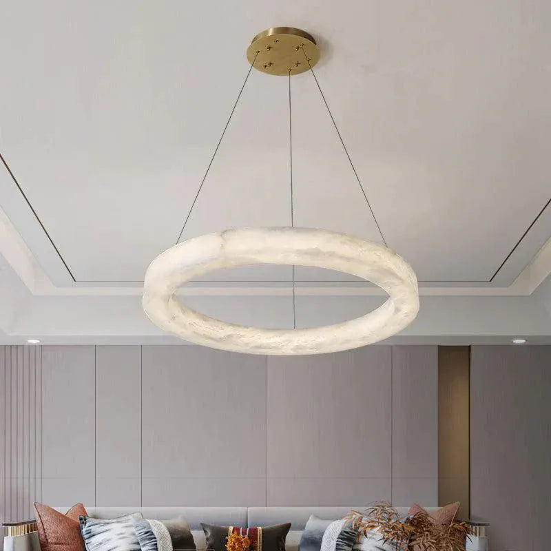 Modern Aurora Alabaster Round Chandelier For Living Room 19.7", 27.6", 35.4"