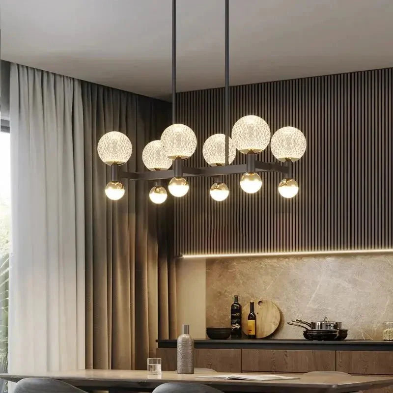 Modern Black Linear Dining Room Chandelier 12/16 Lights