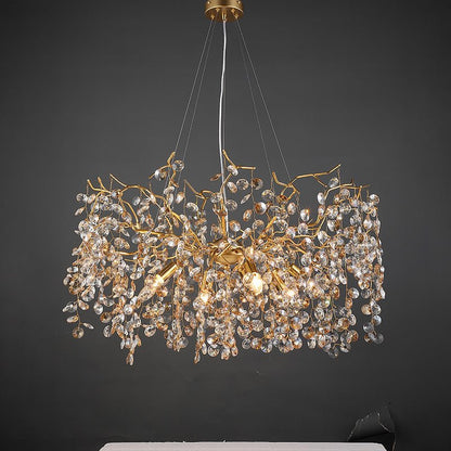 Modern Crystal Branch Chandelier for Foyer Entryway 1.5"D