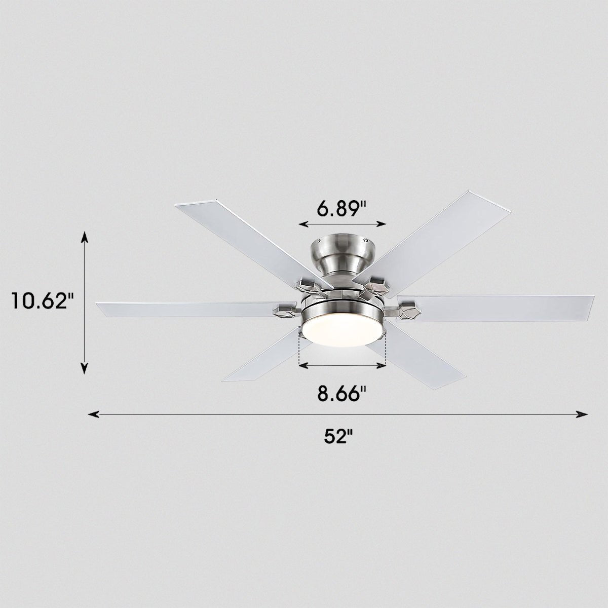 Modern Flush Mount Fans Light Ceiling Fans with Lights Black Low Profile Ceiling Fans 52“