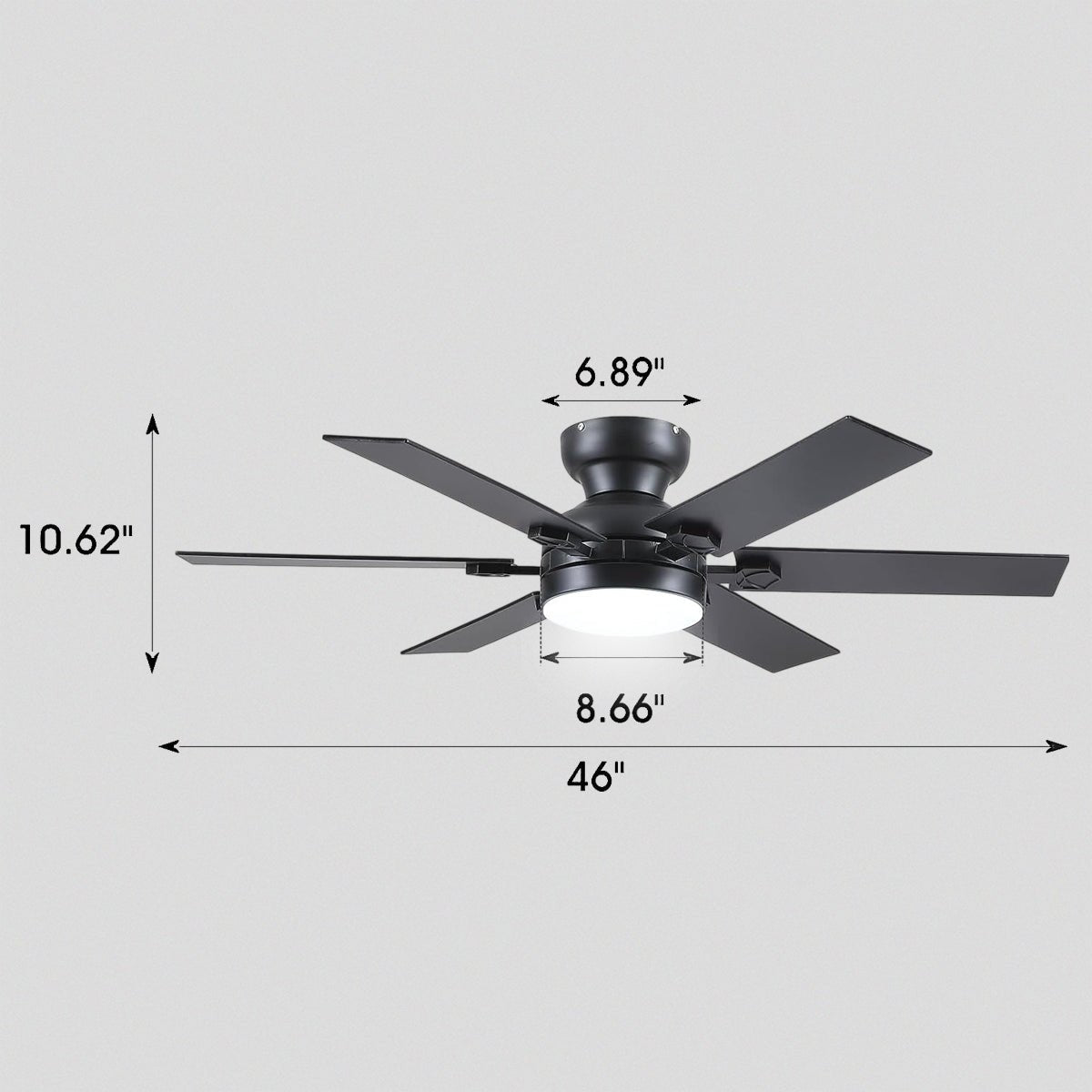 Modern Flush Mount Fans Light Ceiling Fans with Lights Black Low Profile Ceiling Fans 52“
