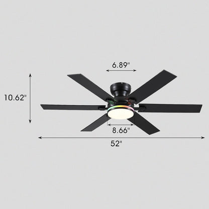 Modern Flush Mount Fans Light Ceiling Fans with Lights Black Low Profile Ceiling Fans 52“