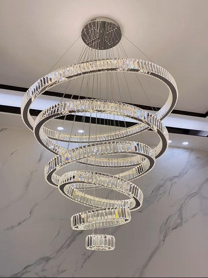 Modern Front Entryway Chandelier 3/4/5/6/7 Rings Crystal Gold/ Chrome Finish Ceiling Lamp