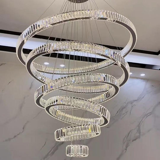 Modern Front Entryway Chandelier 3/4/5/6/7 Rings Crystal Gold/ Chrome Finish Ceiling Lamp