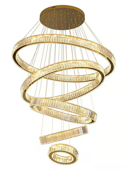 Modern Front Entryway Chandelier 3/4/5/6/7 Rings Crystal Gold/ Chrome Finish Ceiling Lamp