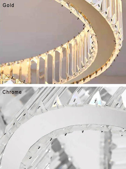 Modern Front Entryway Chandelier 3/4/5/6/7 Rings Crystal Gold/ Chrome Finish Ceiling Lamp