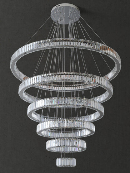 Modern Front Entryway Chandelier 3/4/5/6/7 Rings Crystal Gold/ Chrome Finish Ceiling Lamp