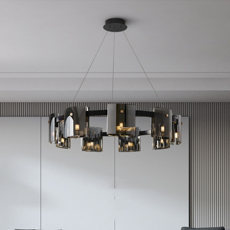Modern Glass Multi-Head LED Chandelier
