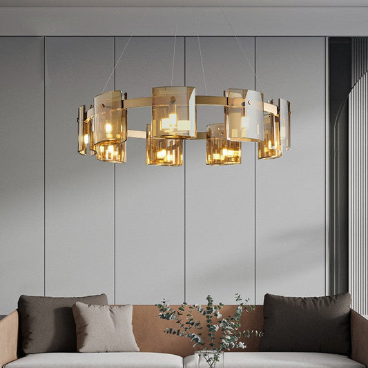 Modern Glass Multi-Head LED Chandelier