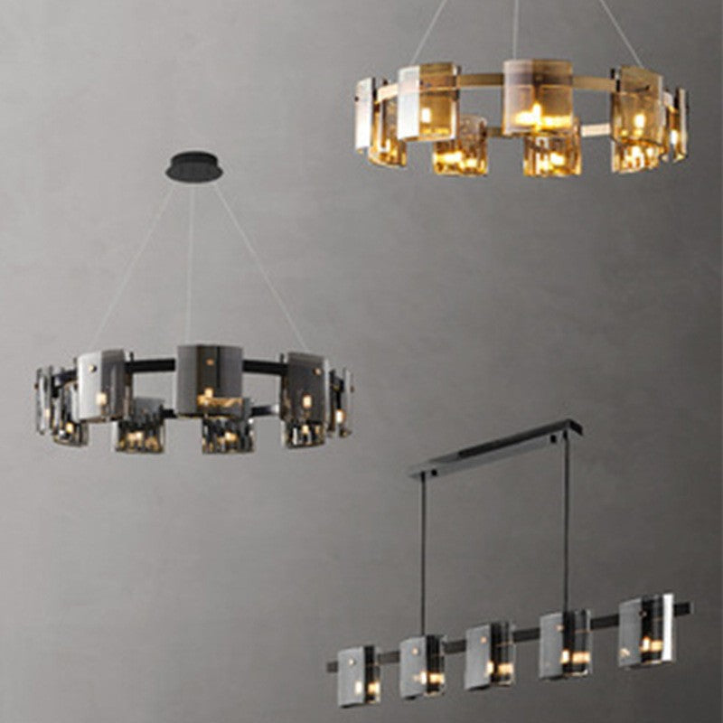 Modern Glass Multi-Head LED Chandelier