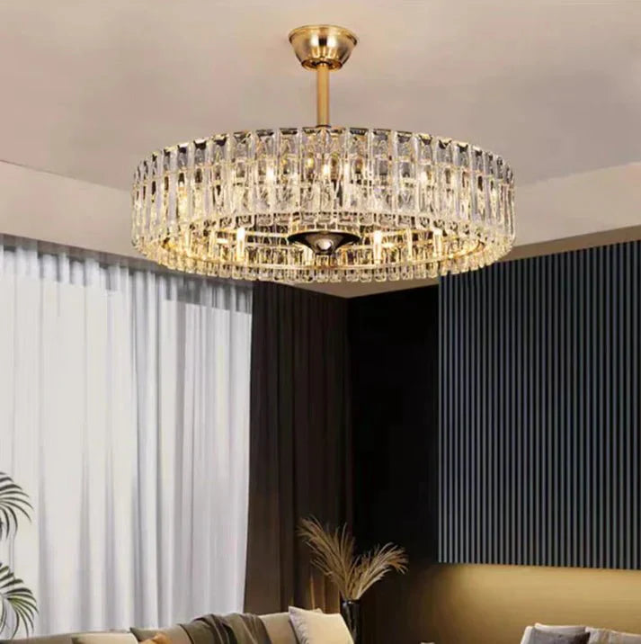 Modern Invisible Blade Fan Light Crystal Chandelier for Living/Dining Room/Bedroom